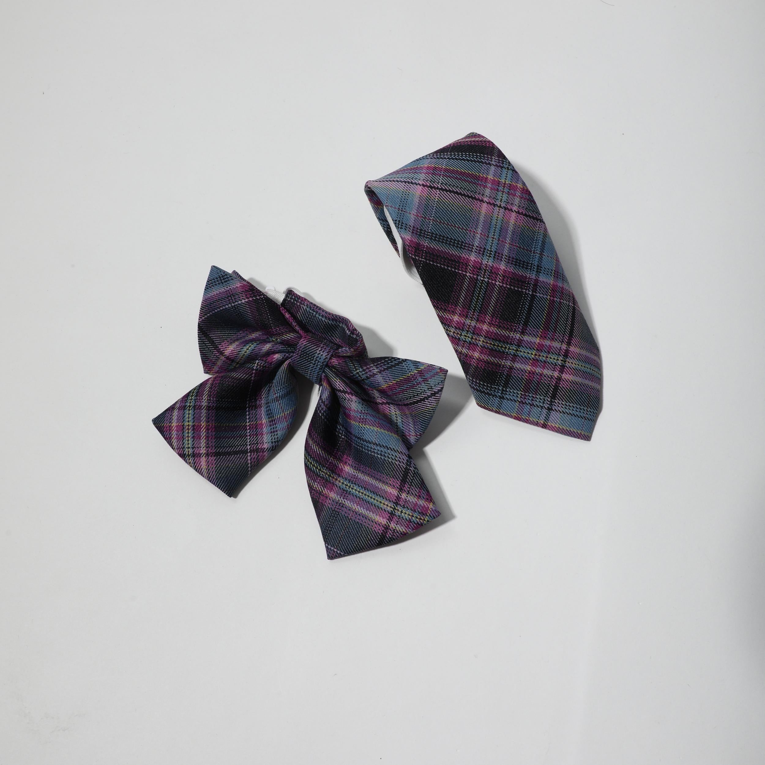 2pcs Red Plaid Bow Tie Neck Tie College Style Dress Shirt Accessory