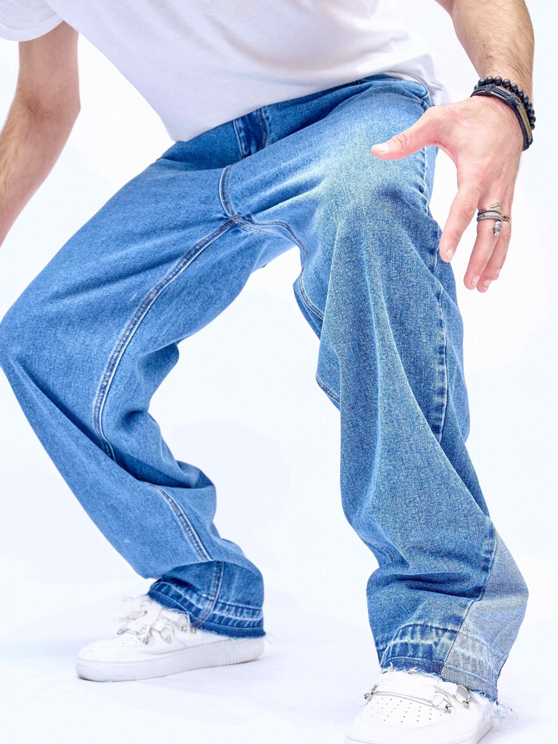 Men's Distressed Destroyed Washed Denim Jeans Straight Fit