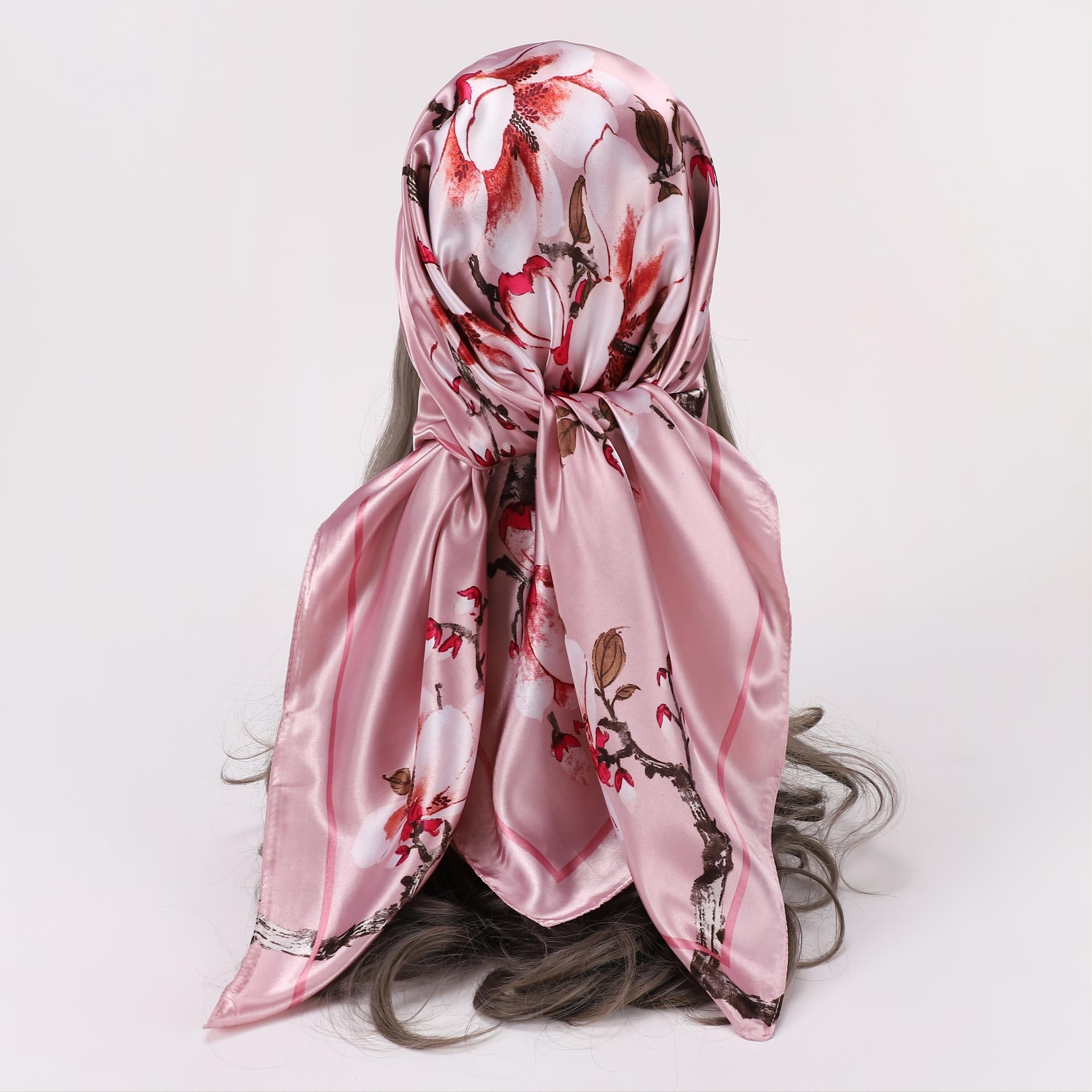 Vintage Floral Bandana Scarf Lightweight Silk Neck Scarfs