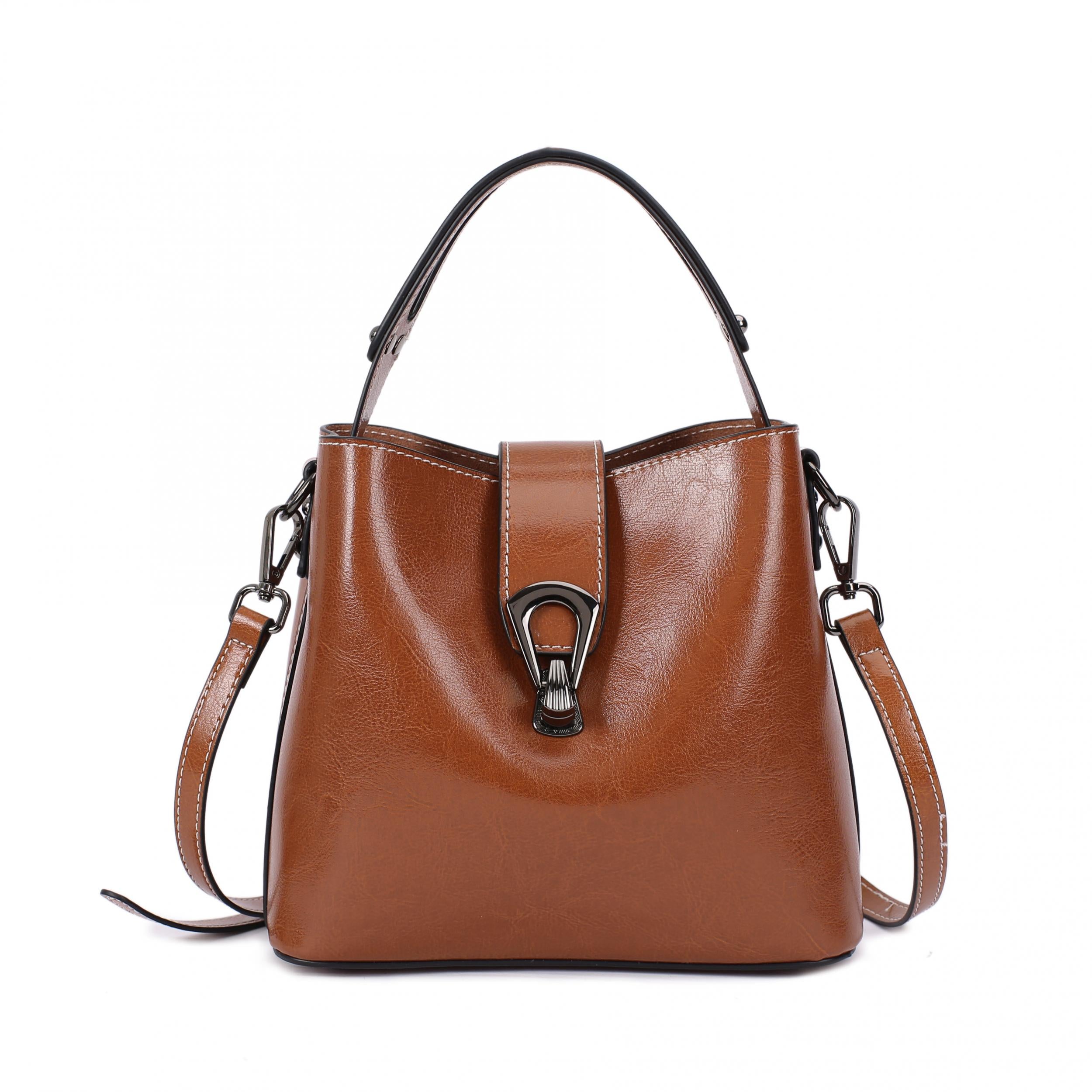 Leather Crossbody Bag Women's Street Handbag Vintage Bucket Purse