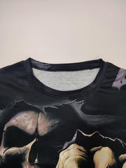 Skull 3D Pattern Print Men's Short Sleeve Comfy T-Shirt Graphic Tee