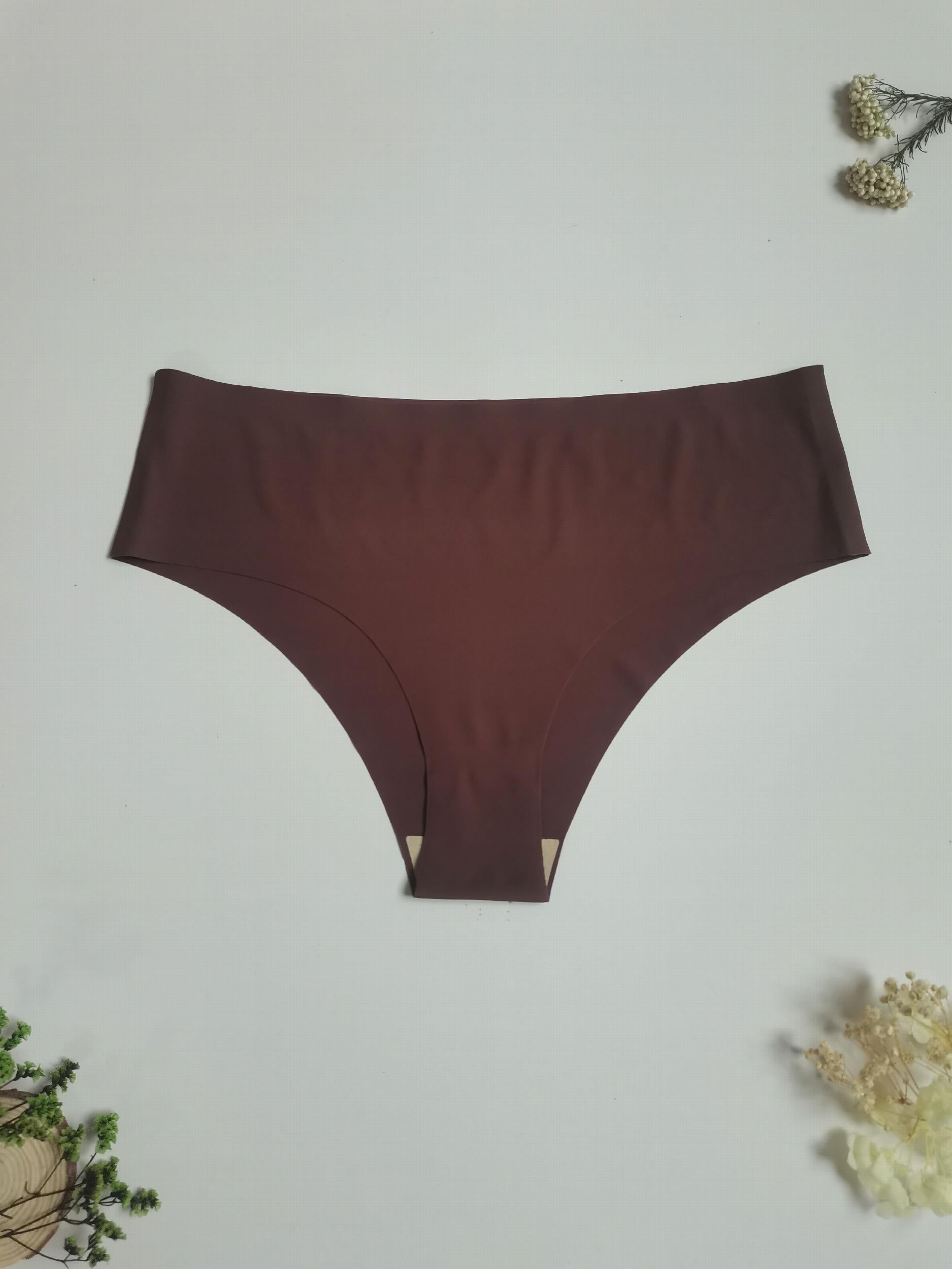 3 Pack Plus Size Basic Panties Set Women's Plus Solid Seamless Briefs
