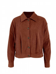 Solid Button Front Jacket Casual Collar Long Sleeve Outerwear
