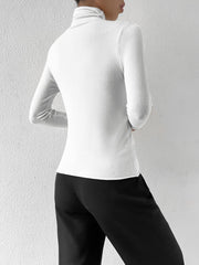 Solid Cowl Neck Sweater Long Sleeve Casual Women's Clothing
