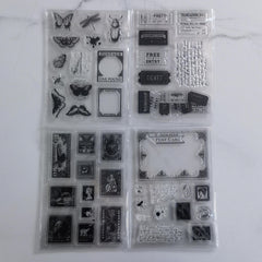 4pcs Silicone Transparent Stamps Vintage for Card Making & DIY Projects