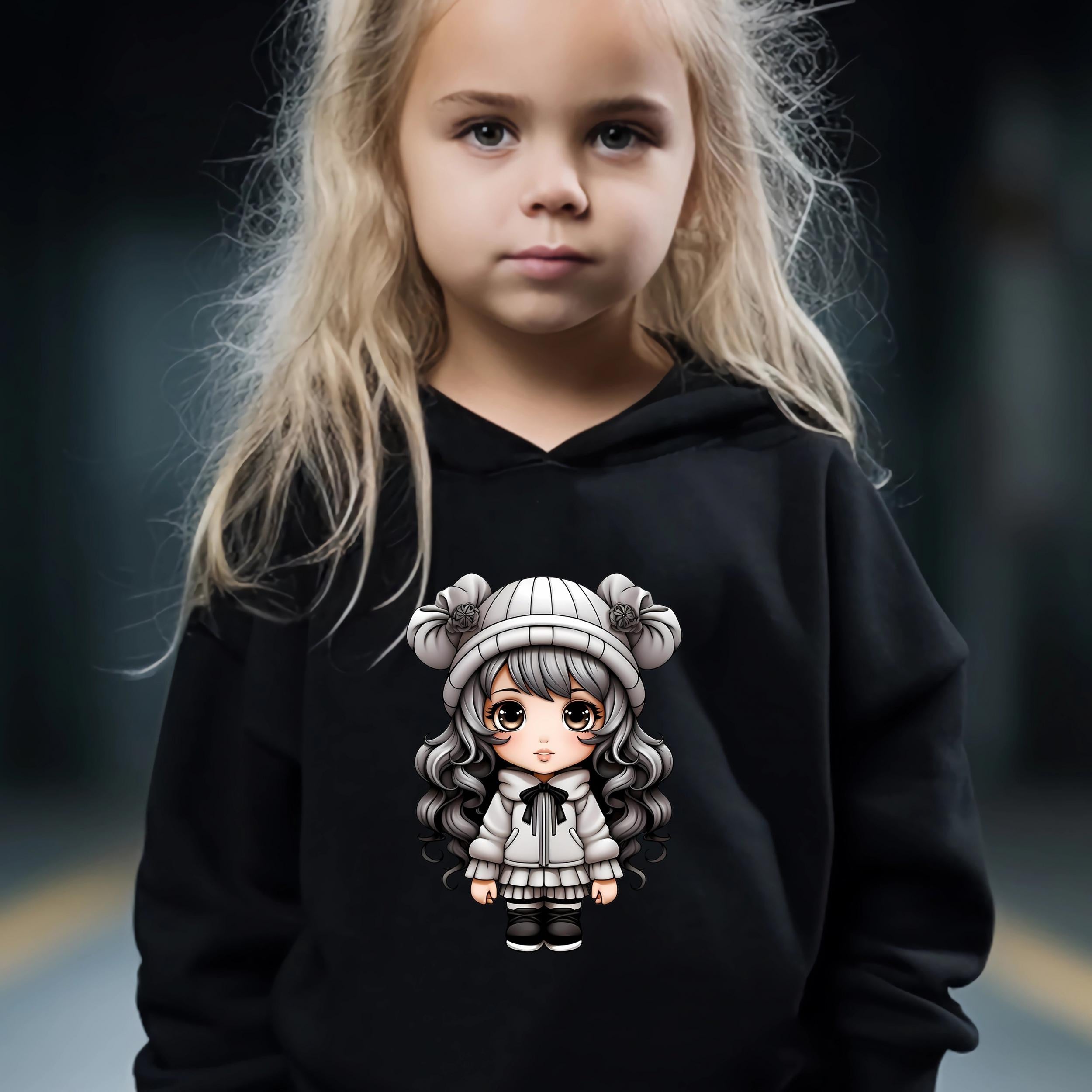 Anime Pattern Hooded Sweatshirt Girls Hoodies & Sweatpants