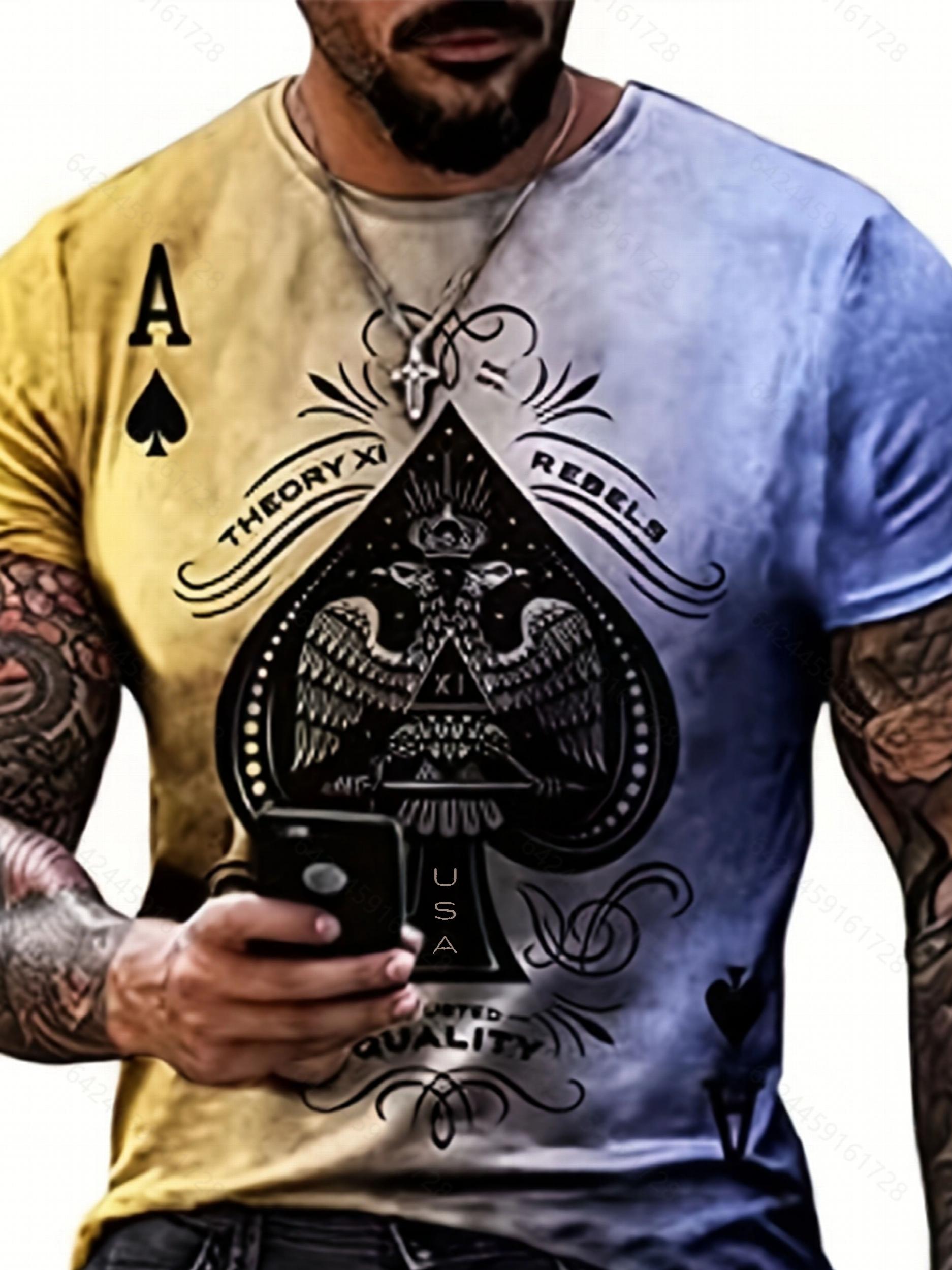 Men's Outdoor T-Shirt Ace Of Spade 3D Digital Print Casual & Comfy