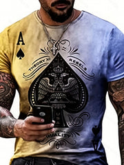 Men's Outdoor T-Shirt Ace Of Spade 3D Digital Print Casual & Comfy