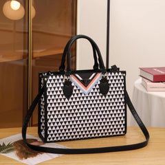Geometric Pattern PVC Tote Bag Top Handle Shoulder & Crossbody Bag