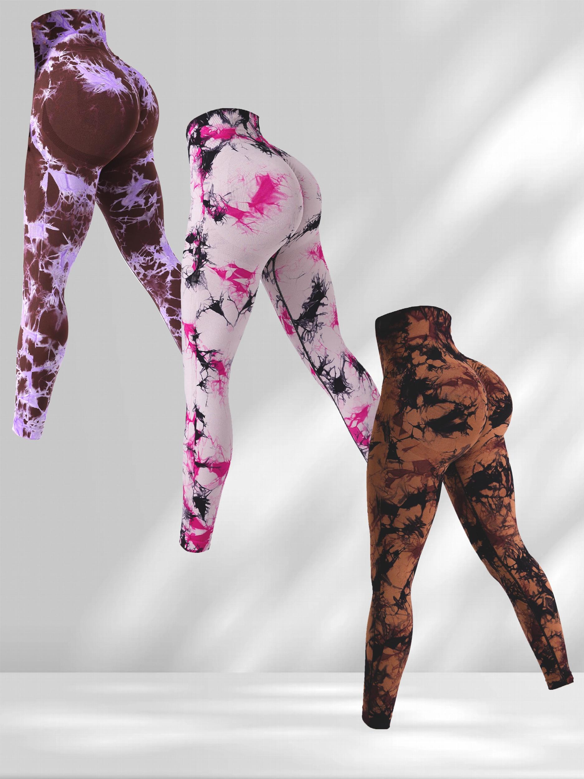 3pcs Tie Dye High Waist Yoga Sports Leggings