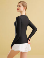 Women's Solid Long Sleeve Workout T Shirt with Thumb Holes