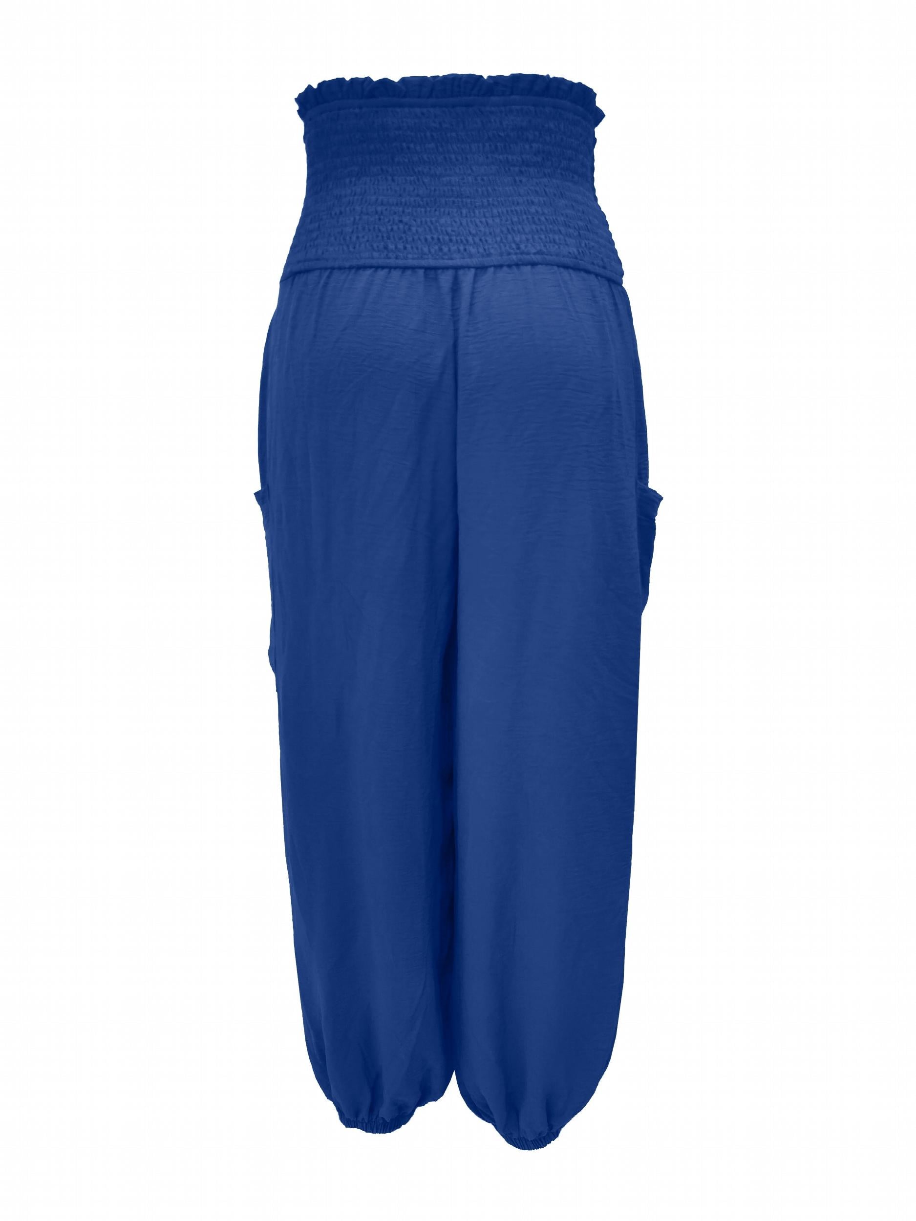 Solid Lantern Trousers with Shirred Waist