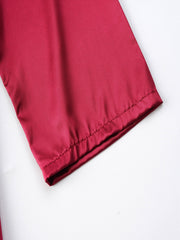 Solid Long Sleeve V Neck Robe With Belt Women's Sleepwear