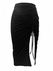 Drawstring Ruched High Waist Summer Skirts Women's Clothing