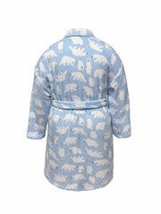 Polar Bear Flannel Shawl Collar Bathrobe