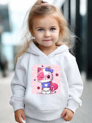 Girls Sweet Kitten Graphic 2pcs Set for Spring Fall Sports
