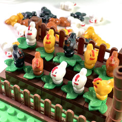 Animal Theme Building Blocks Set Farm Chickens & Roosters ABS Plastic Toy Kids