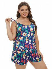 Floral Print Cami Top & Shorts Plus Size Pajama Set