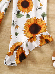 Pre Teen Girls Sunflower Wide Leg Jumpsuit