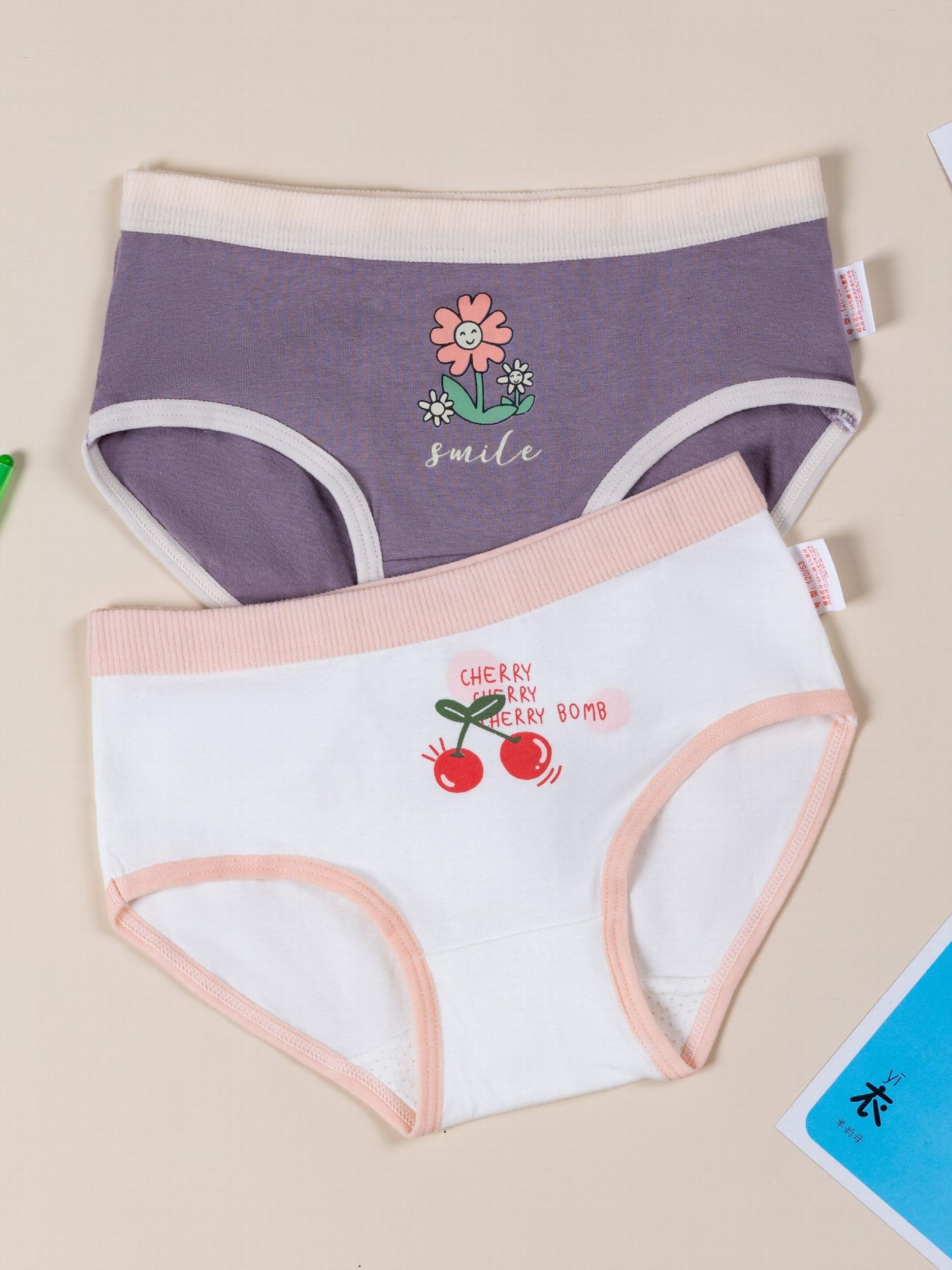 Girl's Cotton Cherry Printed Panties Small Medium Stretch Briefs