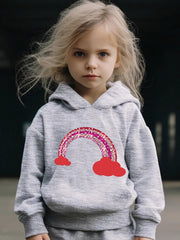 2pcs Sweet Rainbow Graphic Hoodies Pants Set Spring Fall Sports Gift Girls