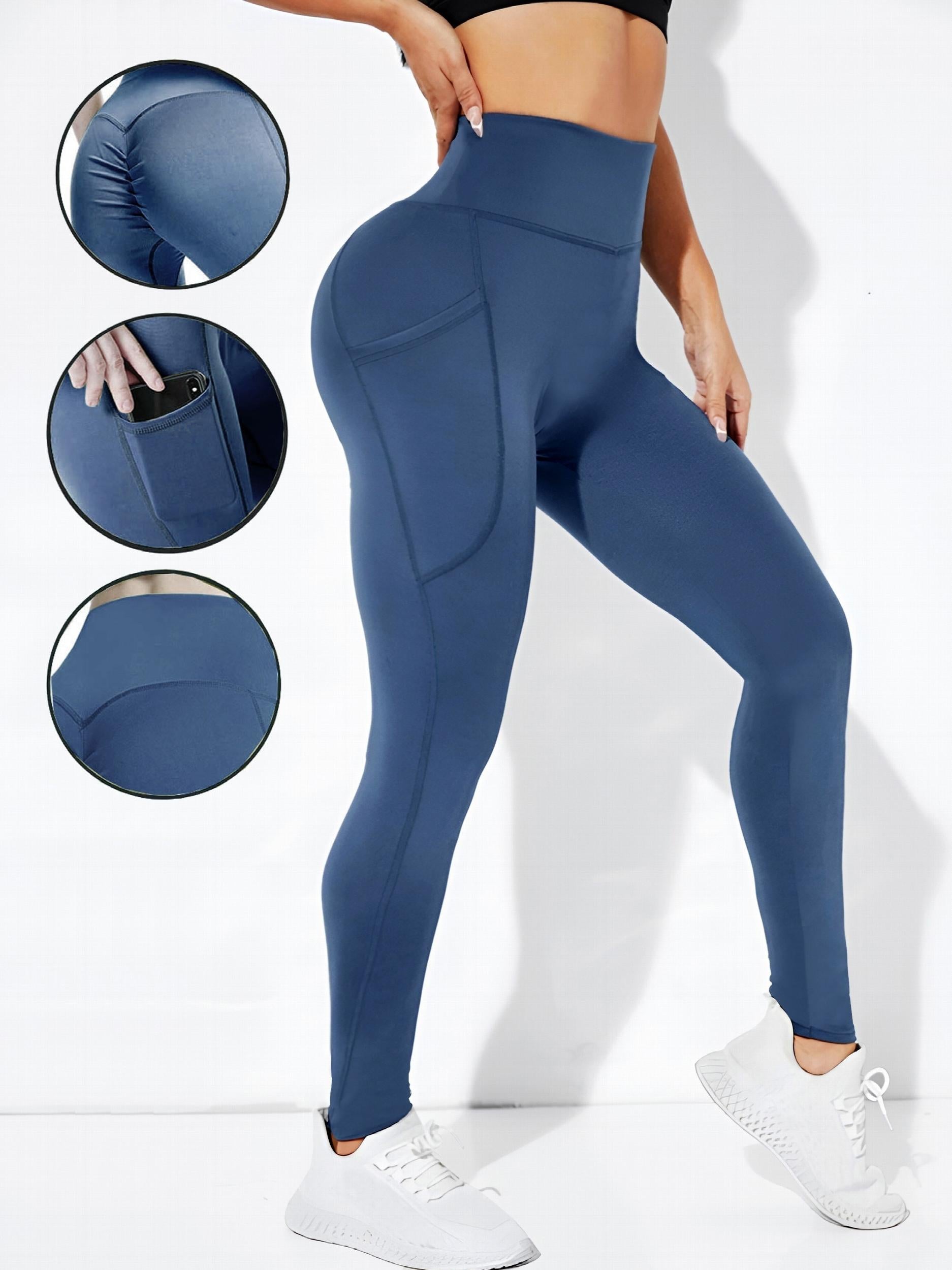 3pcs Solid Yoga Leggings High Stretchy Butt lifting Pockets Fitness Sports Pants