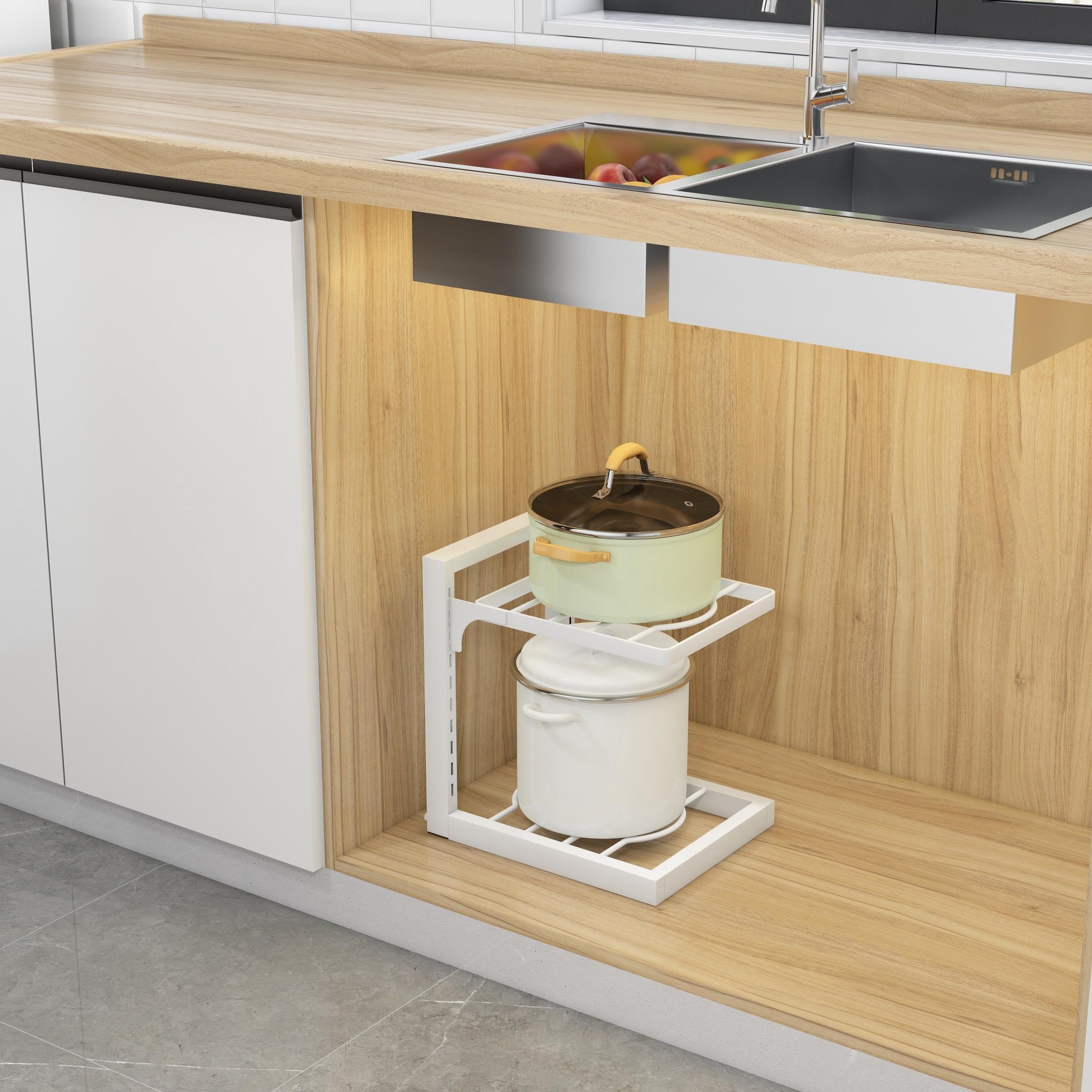 1pc Kitchen Storage Rack Cutting Board Pot Lid Storage Under Sink Organizer