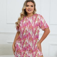 Geo Print Round Neck Short Sleeve Dress