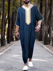 Ethnic Arab Muslim Robe Shirt Dress Men Long Sleeves