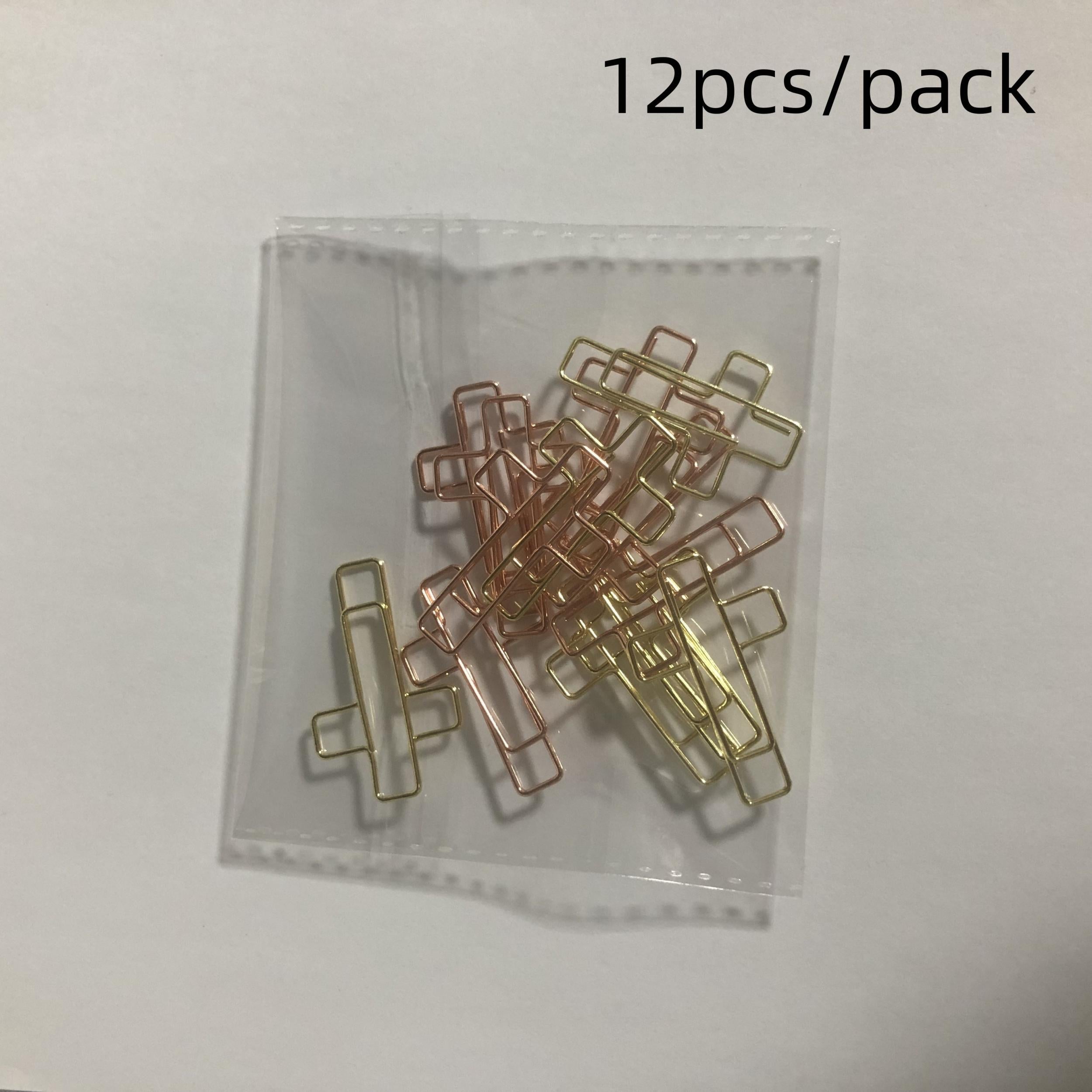 36pcs Cross Shaped Paper Clips Golden & Rose Paper Clips Study Supplies