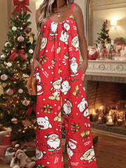 Christmas Cami Jumpsuit Women's Plus Graphic Print