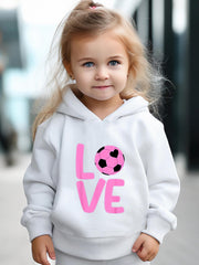 Girls 2pcs Cartoon Love Pattern Hooded Sweatshirt and Sweatpants Set