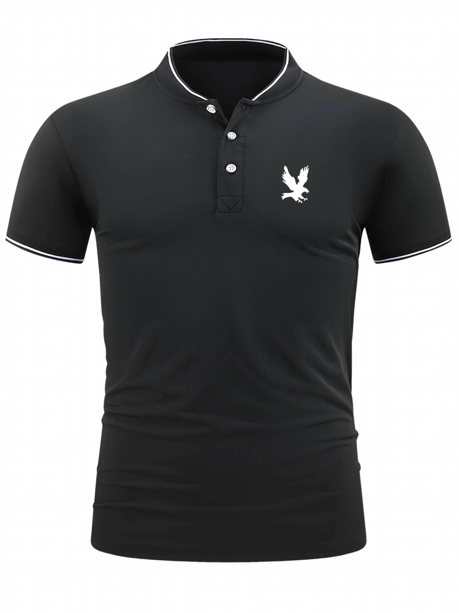 Men's Eagle Print Golf Shirt Short Sleeve Moisture Wicking