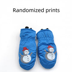 Kids Winter Gloves, Finger & Thumb Protection, Cartoon Skiing Glove