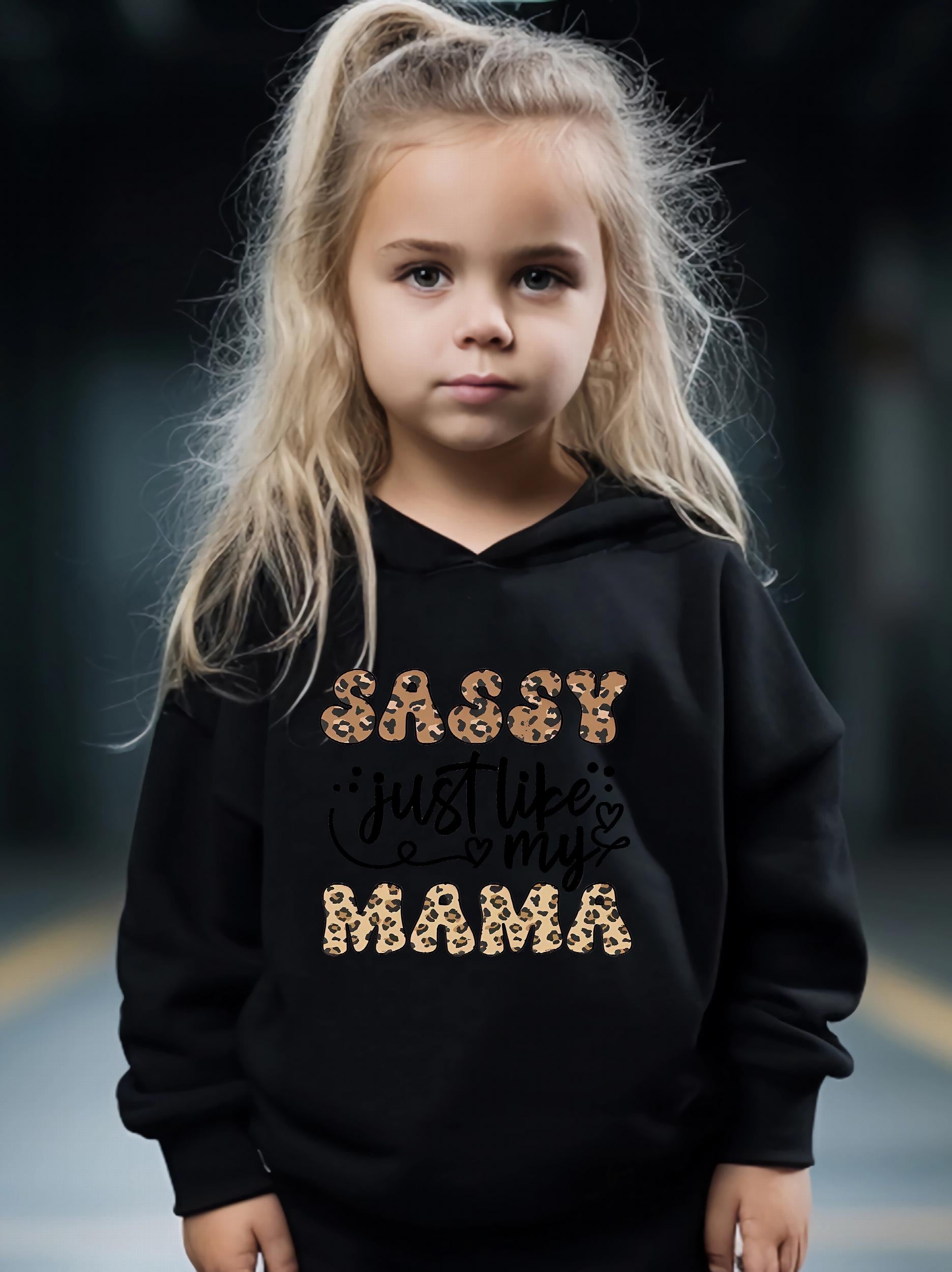 Mama Pattern Long Sleeve Hooded Sweatshirt & Sweatpants Set