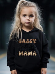 Mama Pattern Long Sleeve Hooded Sweatshirt & Sweatpants Set