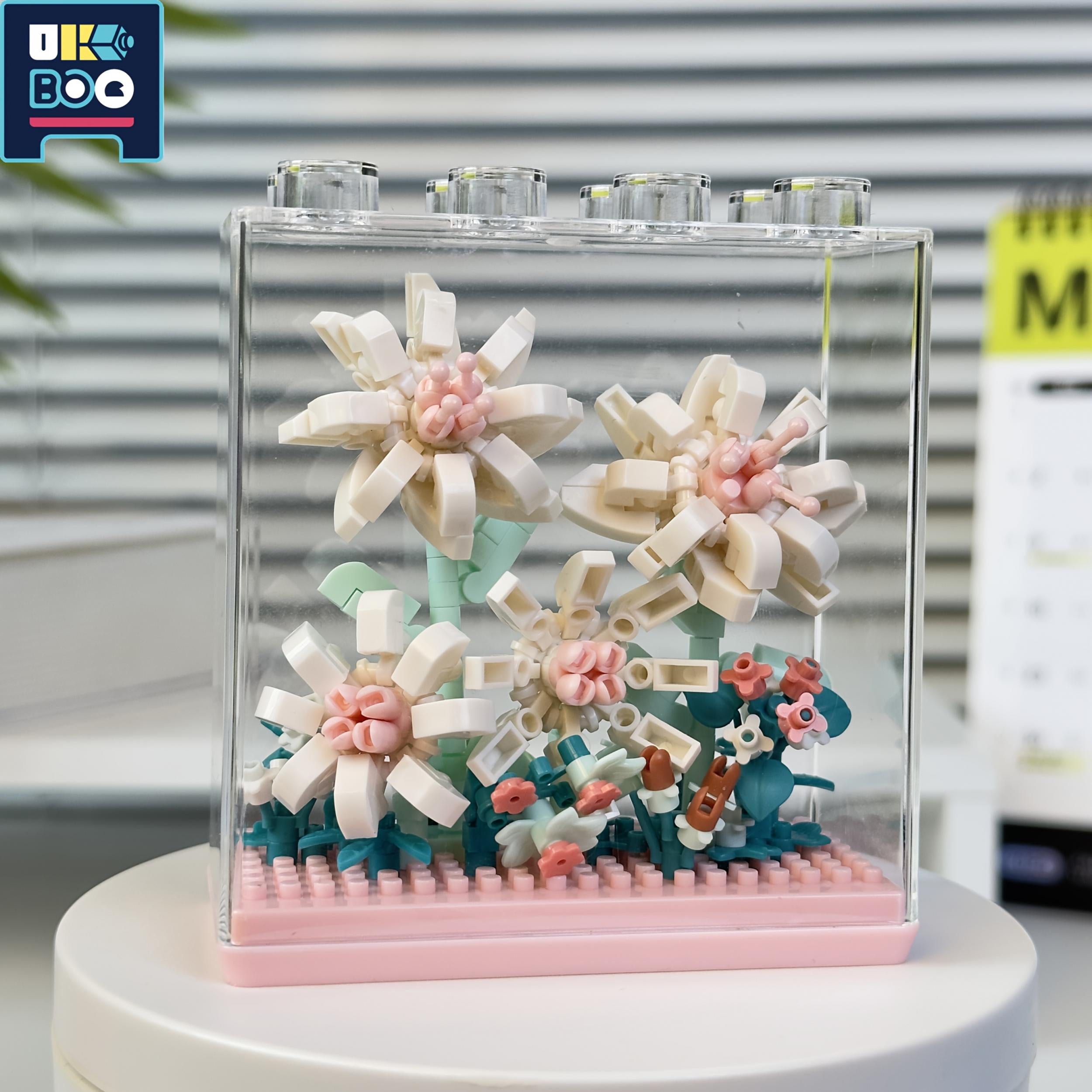UKBOO 3D Flower Building Blocks Roses Bouquet Colorful Desktop Ornament