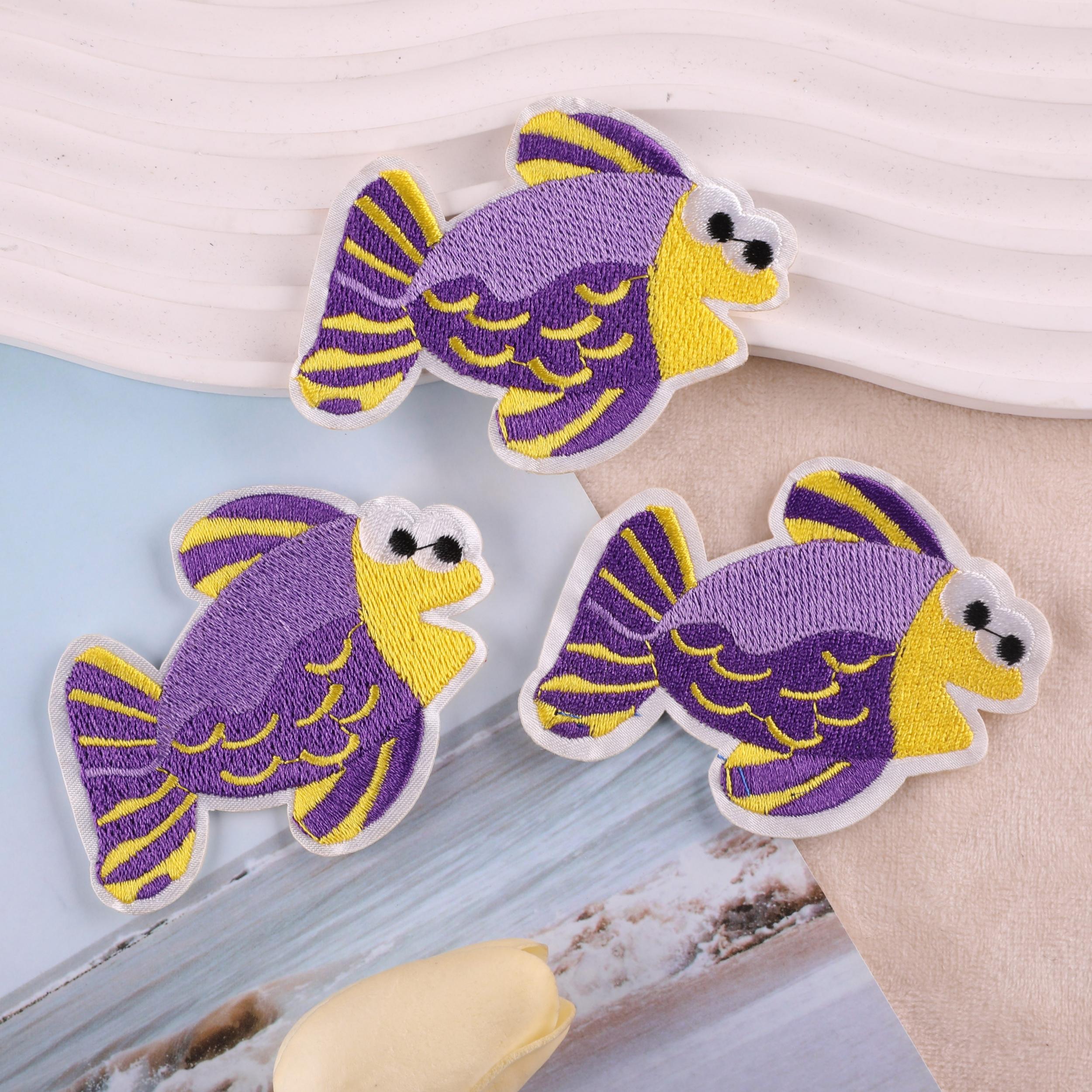 3pcs Fish Patches Iron/Sew On Embroidered Applique Repair Patch DIY Crafts