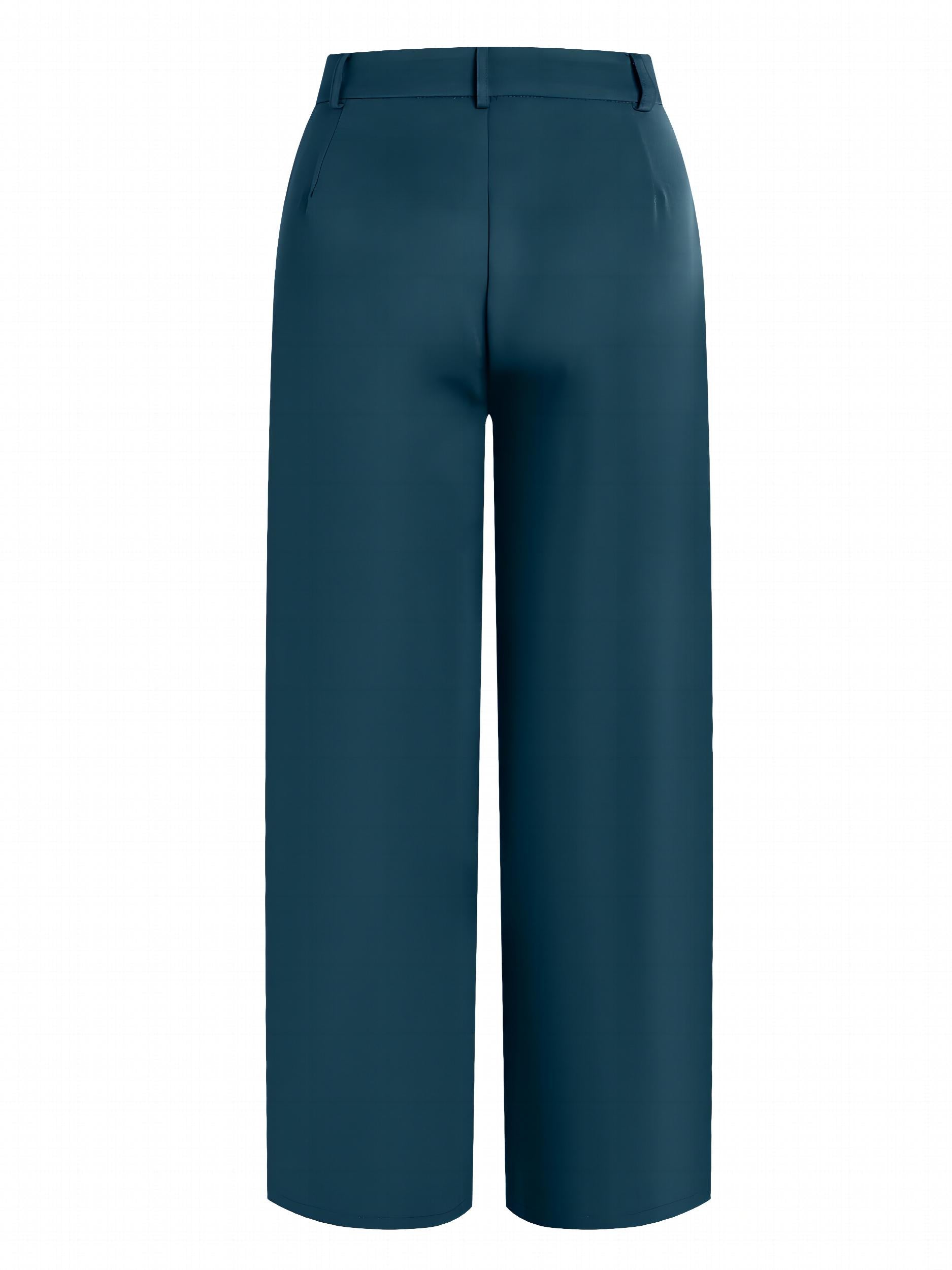 High Waist Pleated Tailored Pants Long Length Work Office Pants