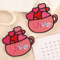 2pcs Heart Iron On Patches Sew On Embroidered Applique Patch DIY For Clothing