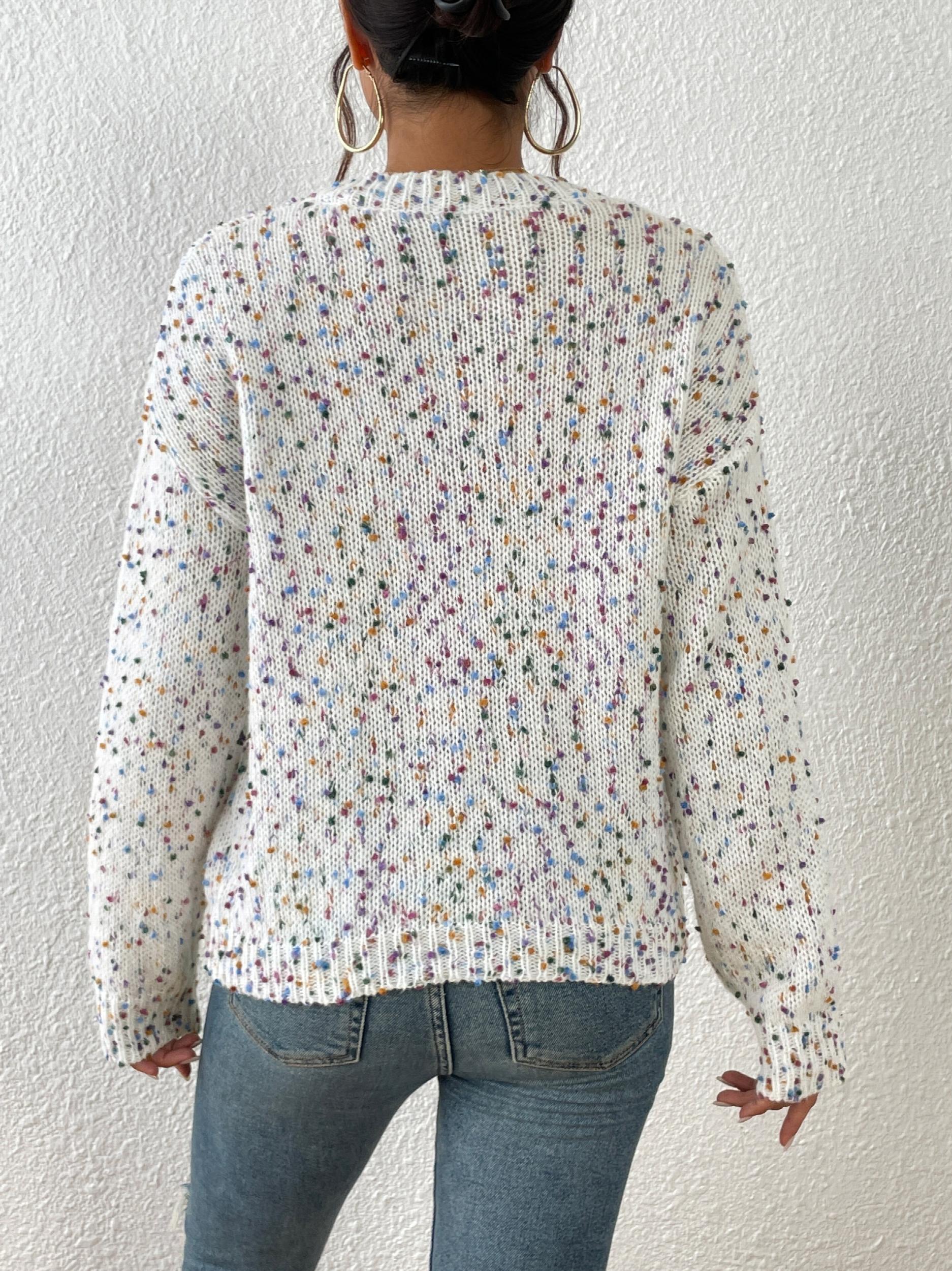 Women's Colorful Crew Neck Loose Sweater