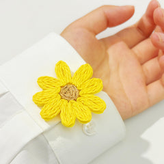 2pcs Yellow Daisy Button Covers No Sewing Required for Formal & Casual Shirts