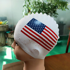 American Flag Silicone Swim Cap - Durable Comfortable Stylish