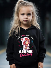 Kid's Cartoon Anime Sketch Print Long Sleeve Outfit Set