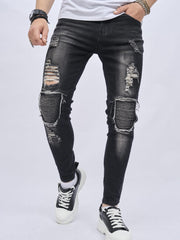 Men's Knee Ripped Hip Hop Style Skinny Jeans
