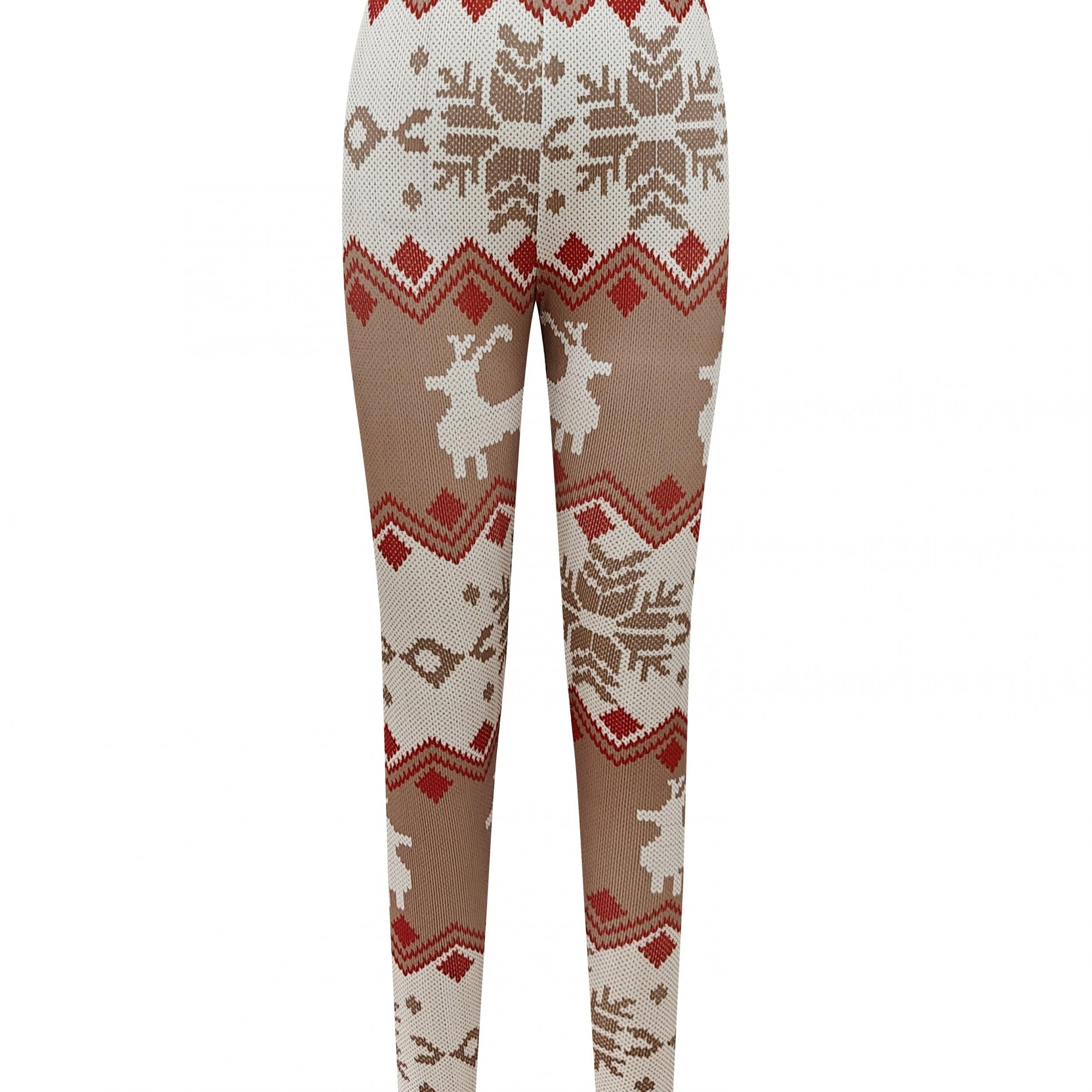 Christmas Snowflake & Deer Pattern Leggings