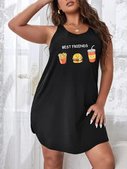 Cartoon Snack Print Tank Dress