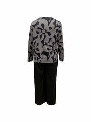 Women's Plus Leaf Print Top & Pants Outfits 2 Piece Set