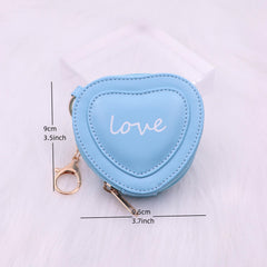 Heart Shape Letter Coin Purse Mini PU Leather Keychain