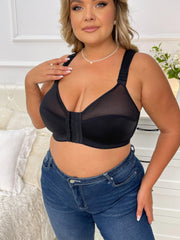 Plus Size Bra Women's Plus Contrast Mesh Closure Front Wireless Full Coverage